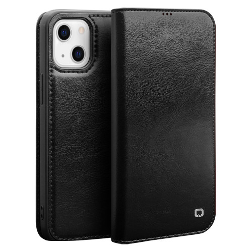 iPhone 13 mini QIALINO Horizontal Flip Leather Case with Holder & Card Slots & Wallet - Black